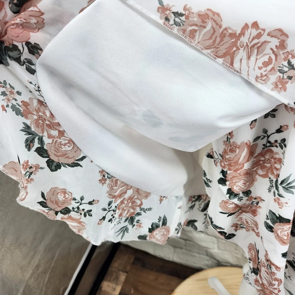 Altar'd State Floral Lined Flowy Tie Back Mini Dress Size Medium - Picture 4 of 12